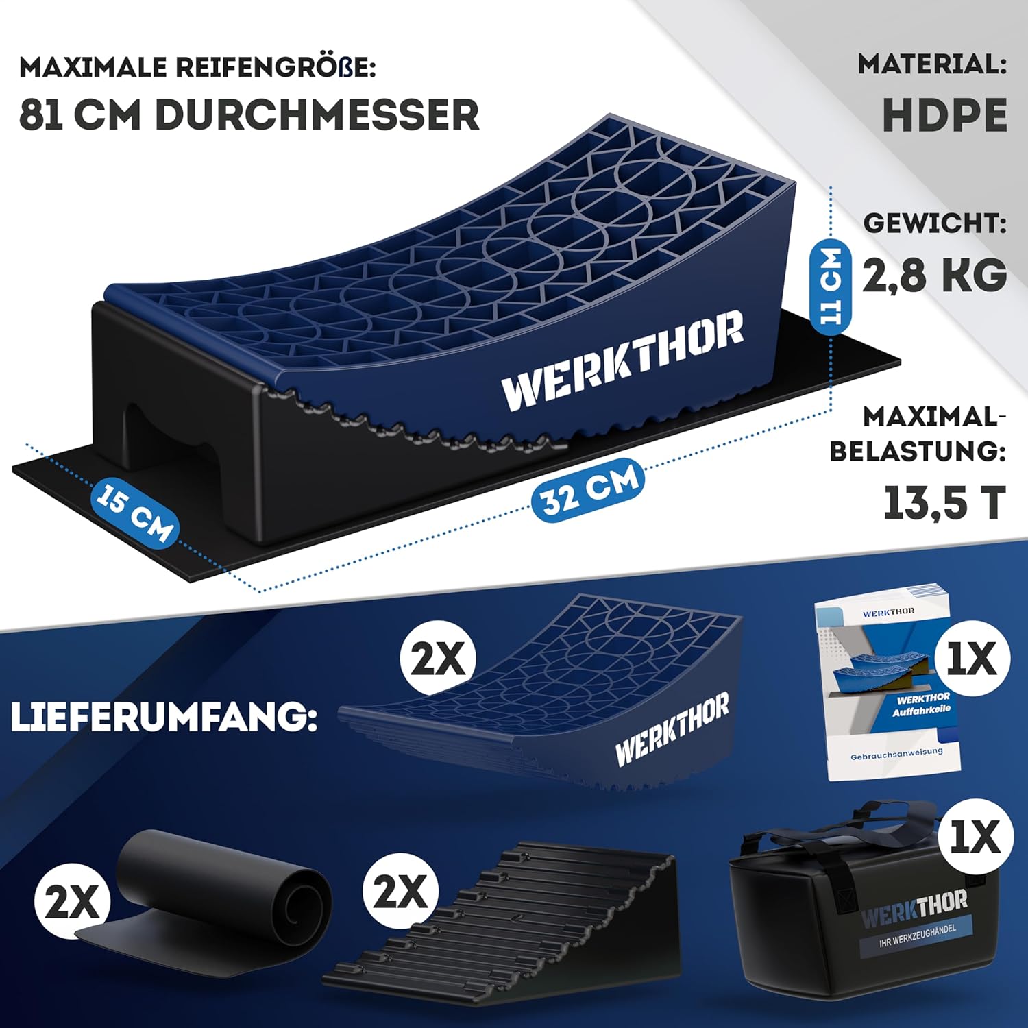 WERKTHOR Auffahrkeile 2er Set Blau / Schwarz | Wohnmobil & Wohnwagen & VAN & Anhänger von WERKTHOR WERKTHOR Auffahrkeile 2er Set Blau / Schwarz | Wohnmobil & Wohnwagen & VAN & Anhänger von WERKTHOR