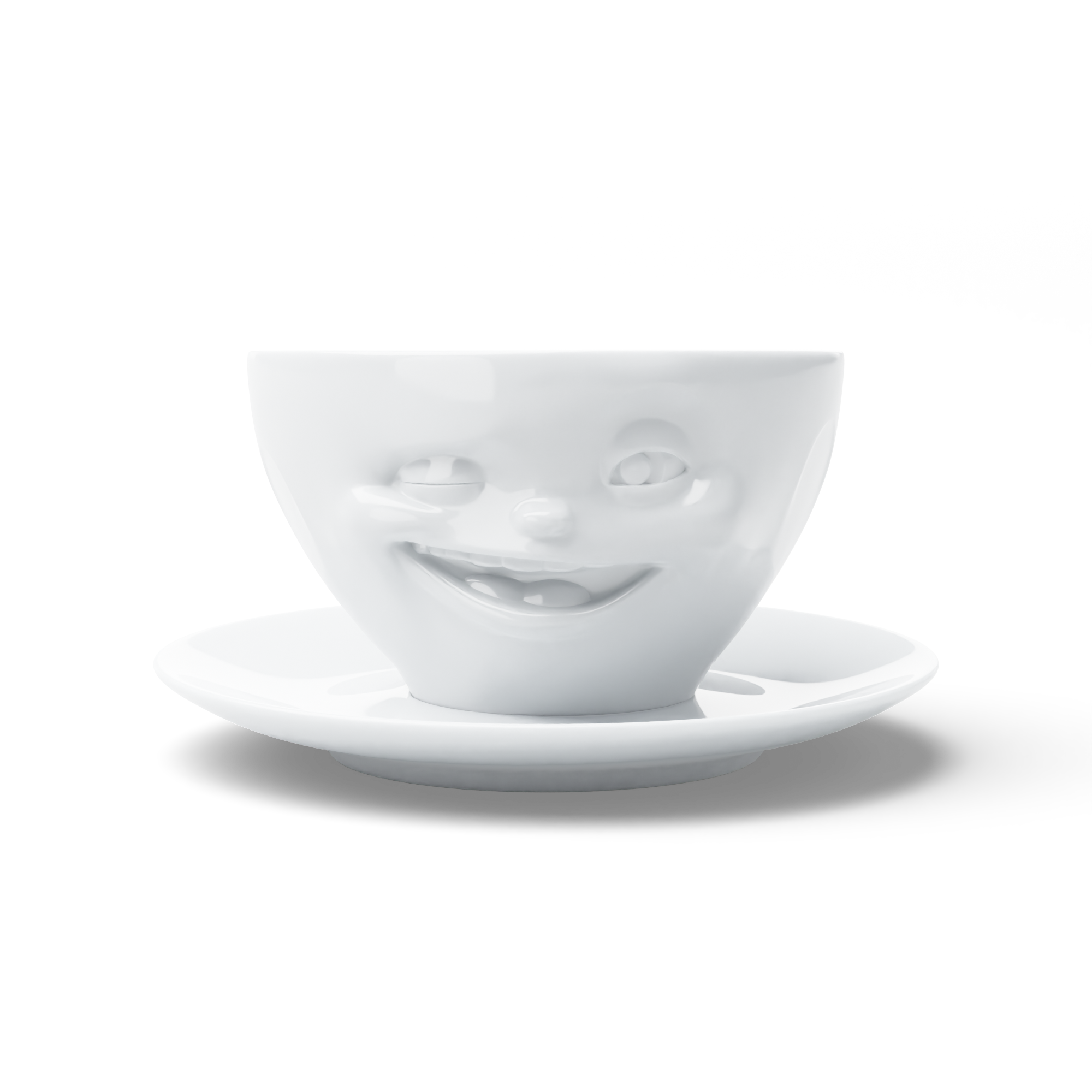 58products | Kaffeetasse Zwinkernd weiß 200 ml ideal für Kaffee + Tee + Kakao | Made in Germany von 58products 58products | Kaffeetasse Zwinkernd weiß 200 ml ideal für Kaffee + Tee + Kakao | Made in Germany von 58products