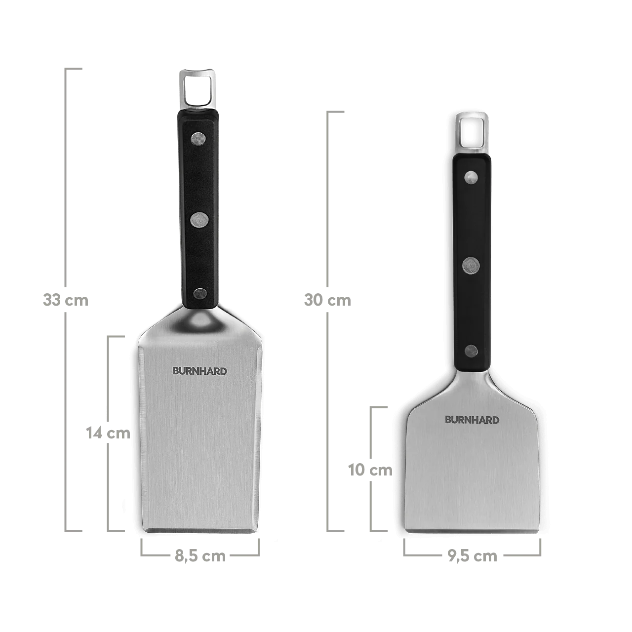 BURNHARD Plancha Set mit 2tlg. Grillspachtel und Grillschaber - FRED 41,5 x 23,5 cm von BURNHARD
