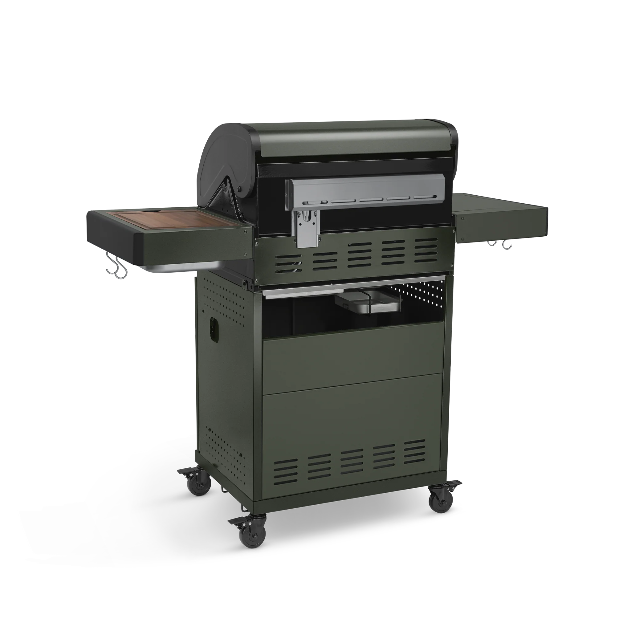 BURNHARD FRED Deluxe Gasgrill 3-Brenner in der Farbe Grün mit Gusseisenrost von BURNHARD