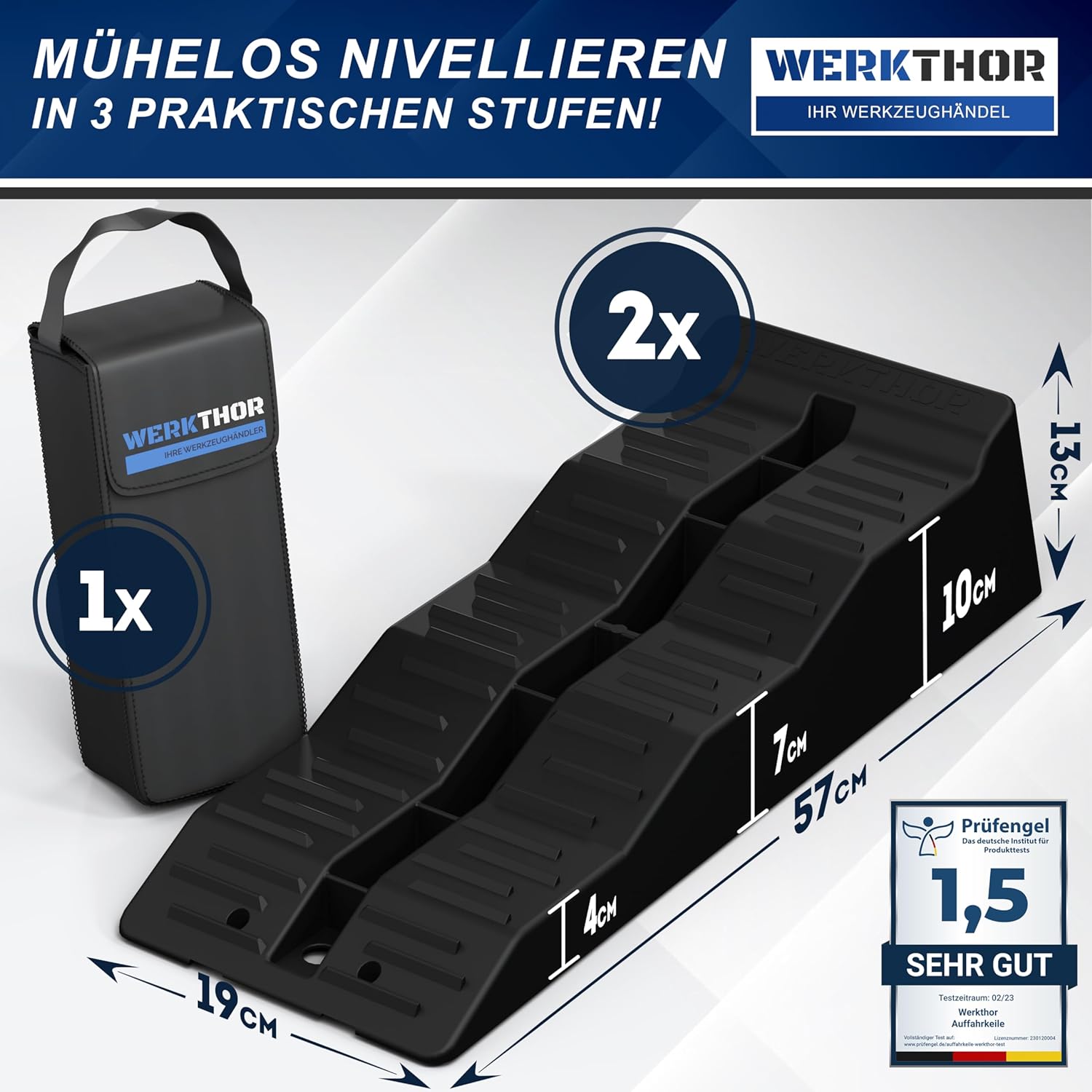 WERKTHOR Auffahrkeile 2er Set Schwarz mit Tasche | Wohnmobil & Wohnwagen & VAN von WERKTHOR WERKTHOR Auffahrkeile 2er Set Schwarz mit Tasche | Wohnmobil & Wohnwagen & VAN von WERKTHOR