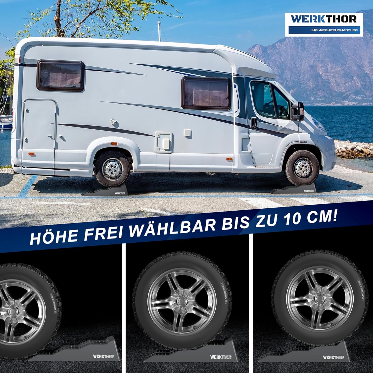 WERKTHOR Auffahrkeile 2er Set Grau mit Tasche | Wohnmobil & Wohnwagen & VAN von WERKTHOR