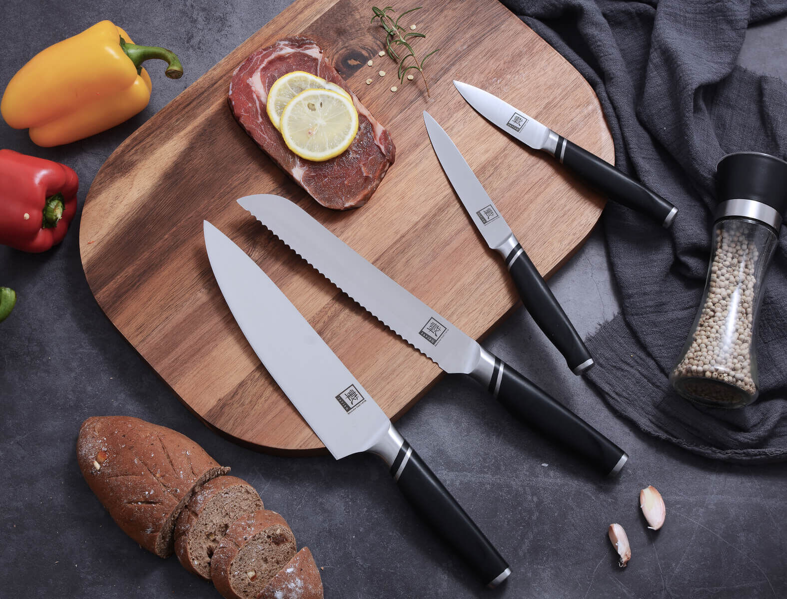 Zayiko NAMI Serie 4er Messer-Set 8,50 cm bis 20,50 cm | Deutscher Edelstahl | Ergonomischer ABS Grif von Zayiko