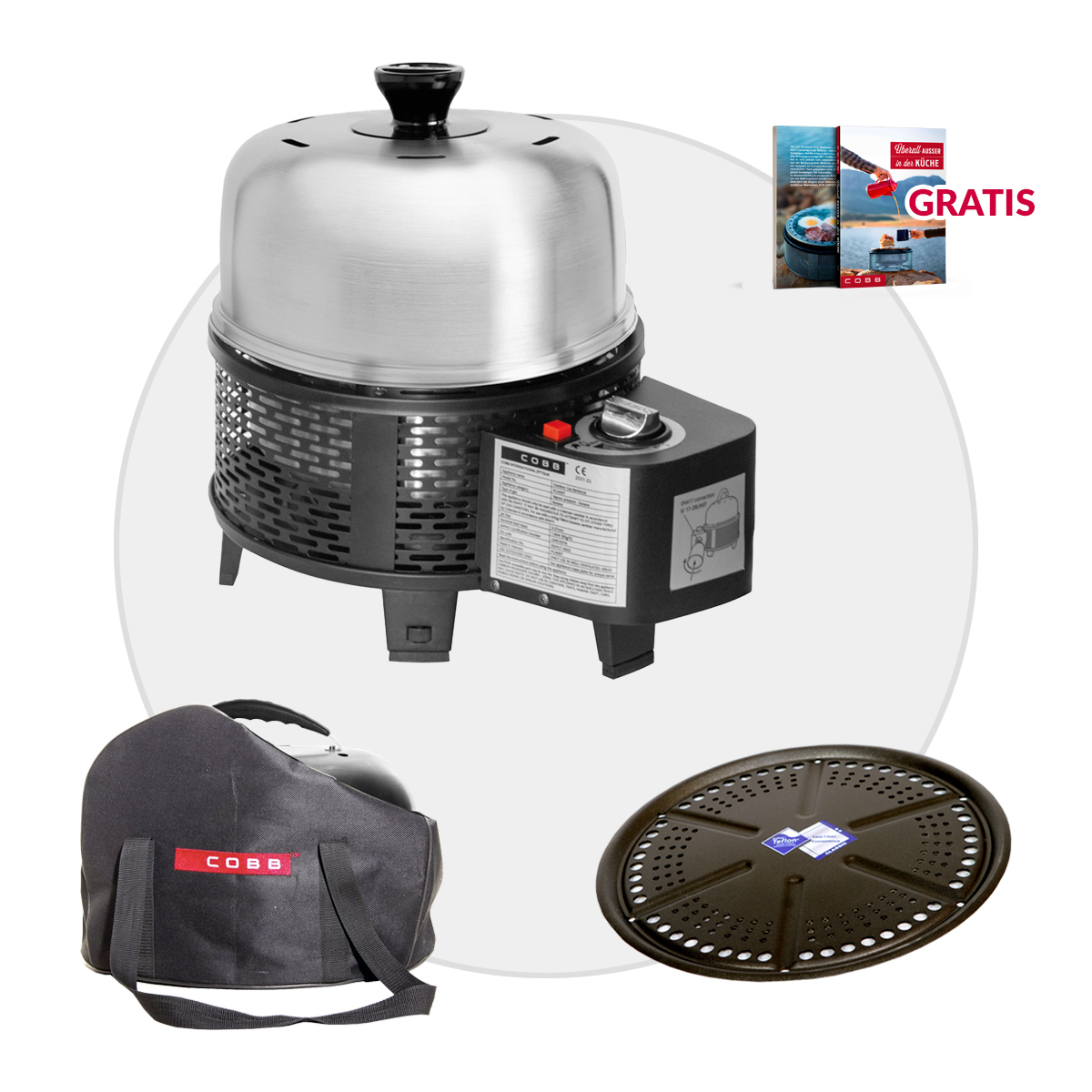 COBB Gas Grill PRO BLACK inkl. Grillplatte + Tasche | Multifunktionsküche