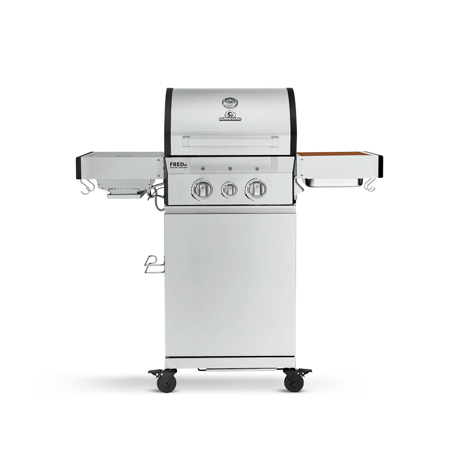 BURNHARD FRED Jr. Deluxe Gasgrill 2-Brenner in der Farbe Edelstahl mit Edelstahlrost