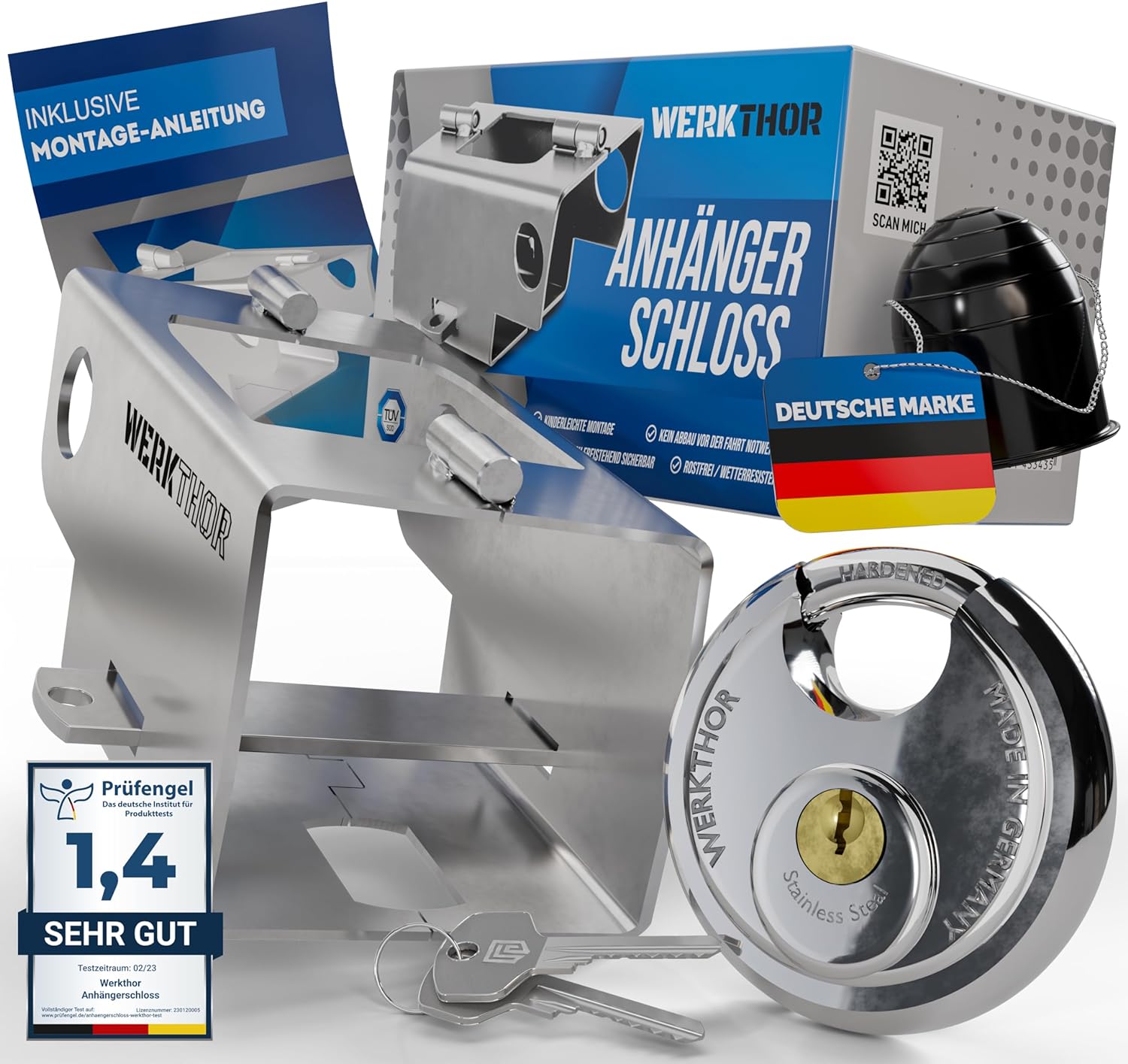 WERKTHOR Anhängerschloss | Kastenschloss | Diebstahlschutz | Silber mit Schlüssel Schloß von WERKTHOR WERKTHOR Anhängerschloss | Kastenschloss | Diebstahlschutz | Silber mit Schlüssel Schloß von WERKTHOR
