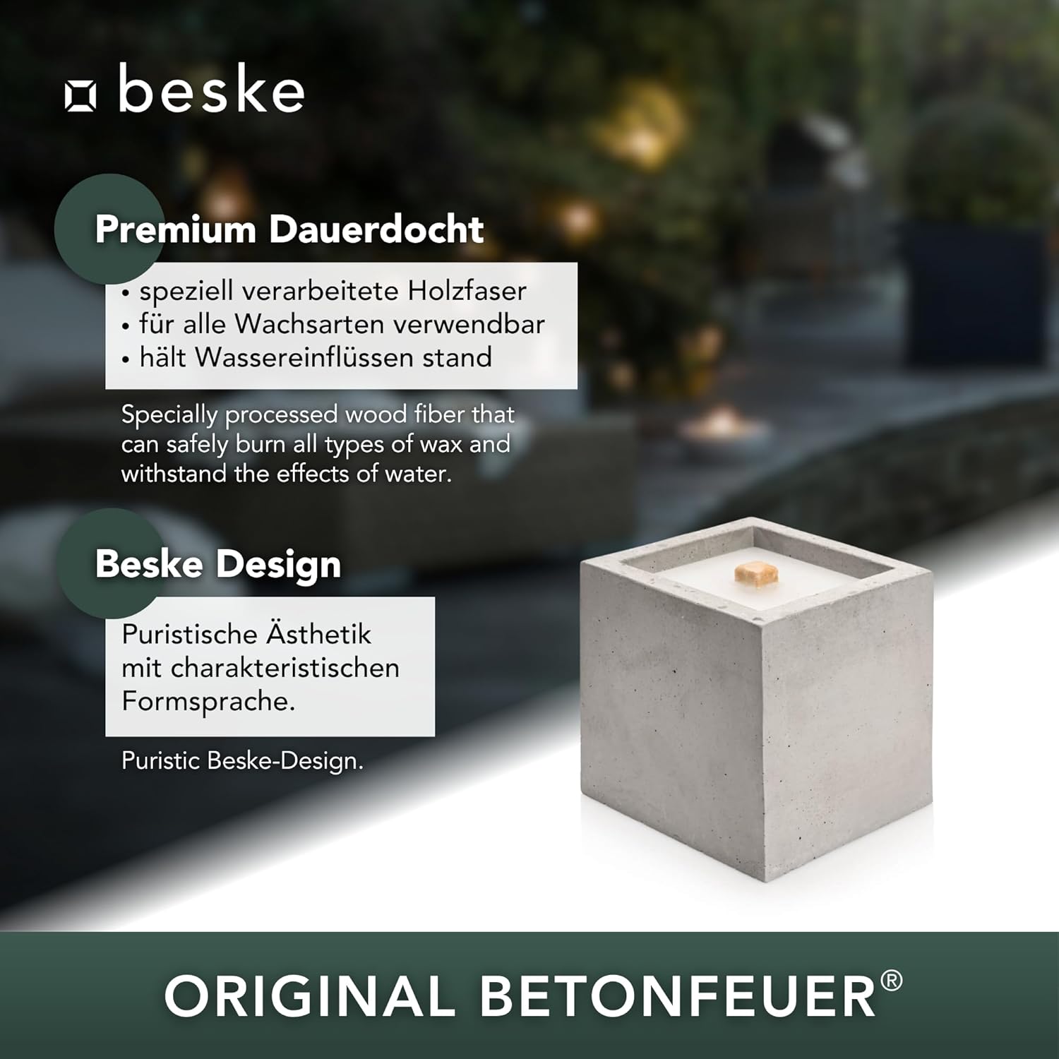 BESKE Betonfeuer Kea Outdoor 13x13x13cm inkl. Löschbrett - HANDARBEIT Made in Germany von Beske-Manufaktur BESKE Betonfeuer Kea Outdoor 13x13x13cm inkl. Löschbrett - HANDARBEIT Made in Germany von Beske-Manufaktur