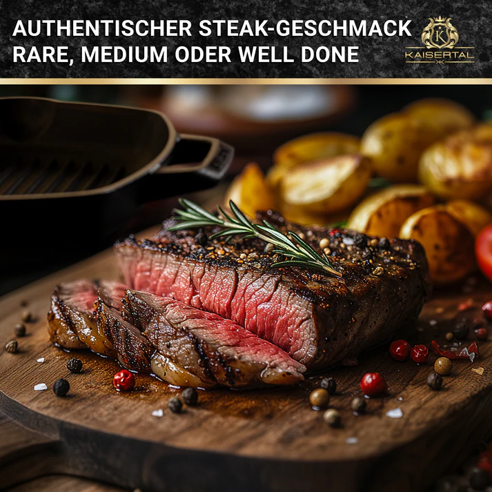 KAISERTAL Gusseisen Grillpfanne 27 cm Eingebrannt mit Griff von KAISERTAL