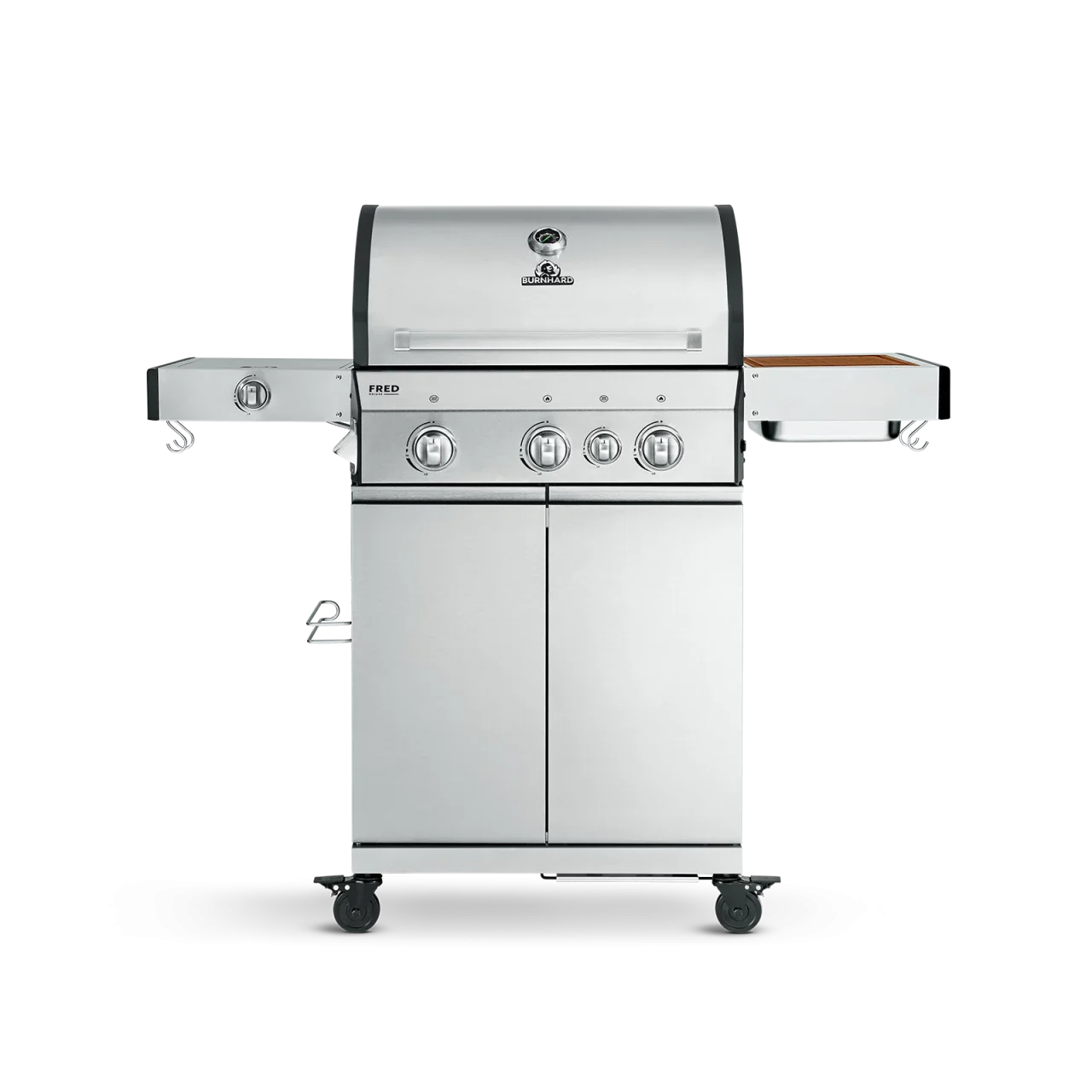 BURNHARD FRED Deluxe Gasgrill 3-Brenner in der Farbe Edelstahl mit Gusseisenrost von BURNHARD