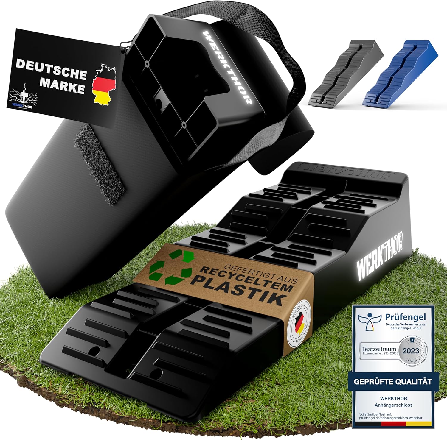 WERKTHOR Auffahrkeile 2er Set Schwarz mit Tasche | Wohnmobil & Wohnwagen & VAN von WERKTHOR