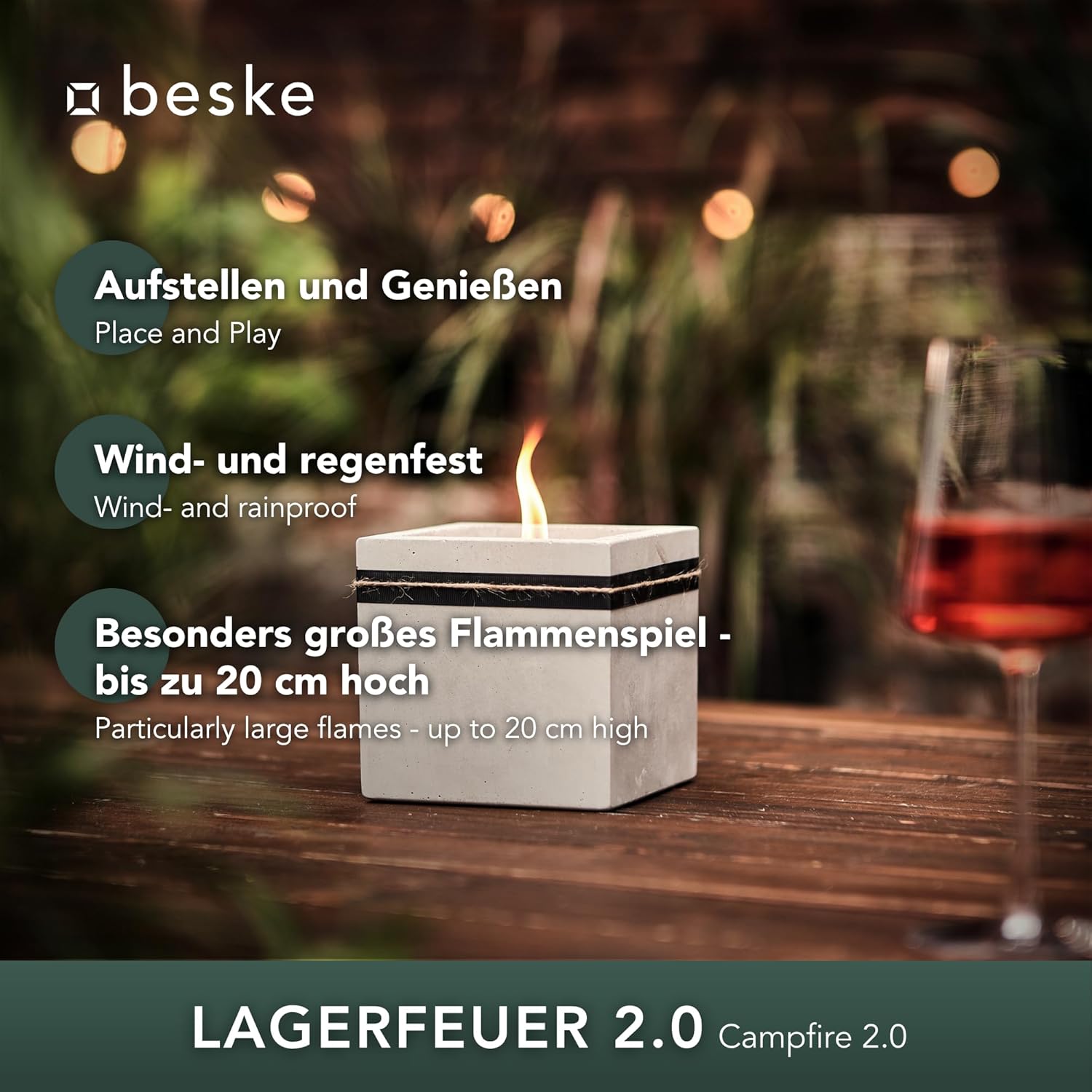 BESKE Betonfeuer Kea Outdoor 13x13x13cm inkl. Löschbrett - HANDARBEIT Made in Germany von Beske-Manufaktur BESKE Betonfeuer Kea Outdoor 13x13x13cm inkl. Löschbrett - HANDARBEIT Made in Germany von Beske-Manufaktur