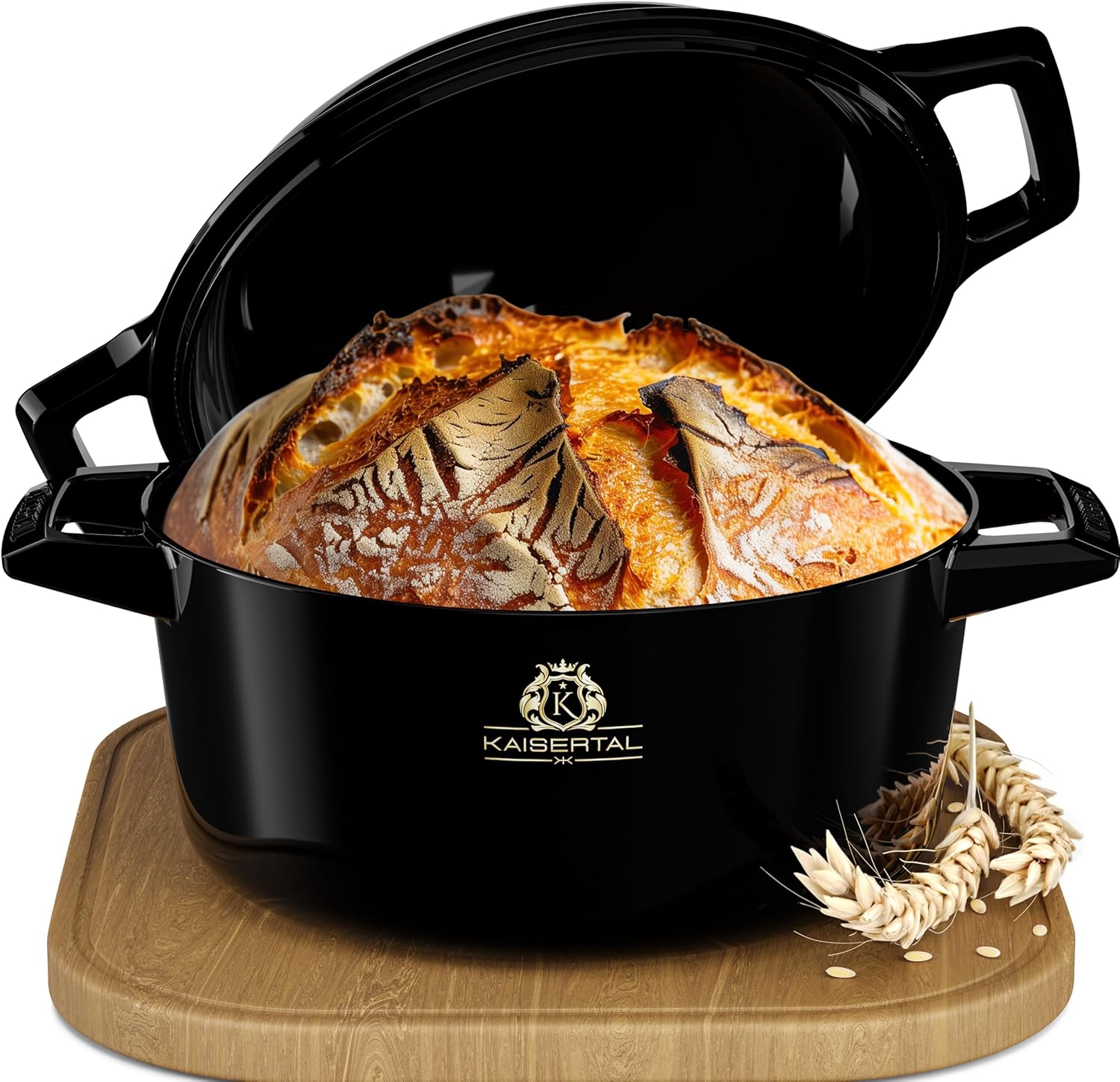 KAISERTAL Emailliert Gusseisen Brotbackform mit Deckel 26cm 