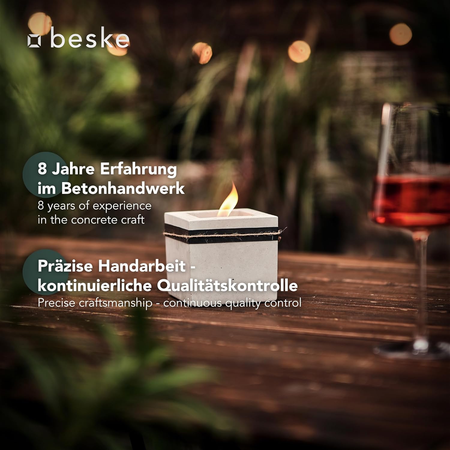BESKE Betonfeuer Pico Outdoor 10x10x10 inkl. Löschbrett - 100% HANDARBEIT Made in Germany von BESKE Betonfeuer Pico Outdoor 10x10x10 inkl. Löschbrett - 100% HANDARBEIT Made in Germany von