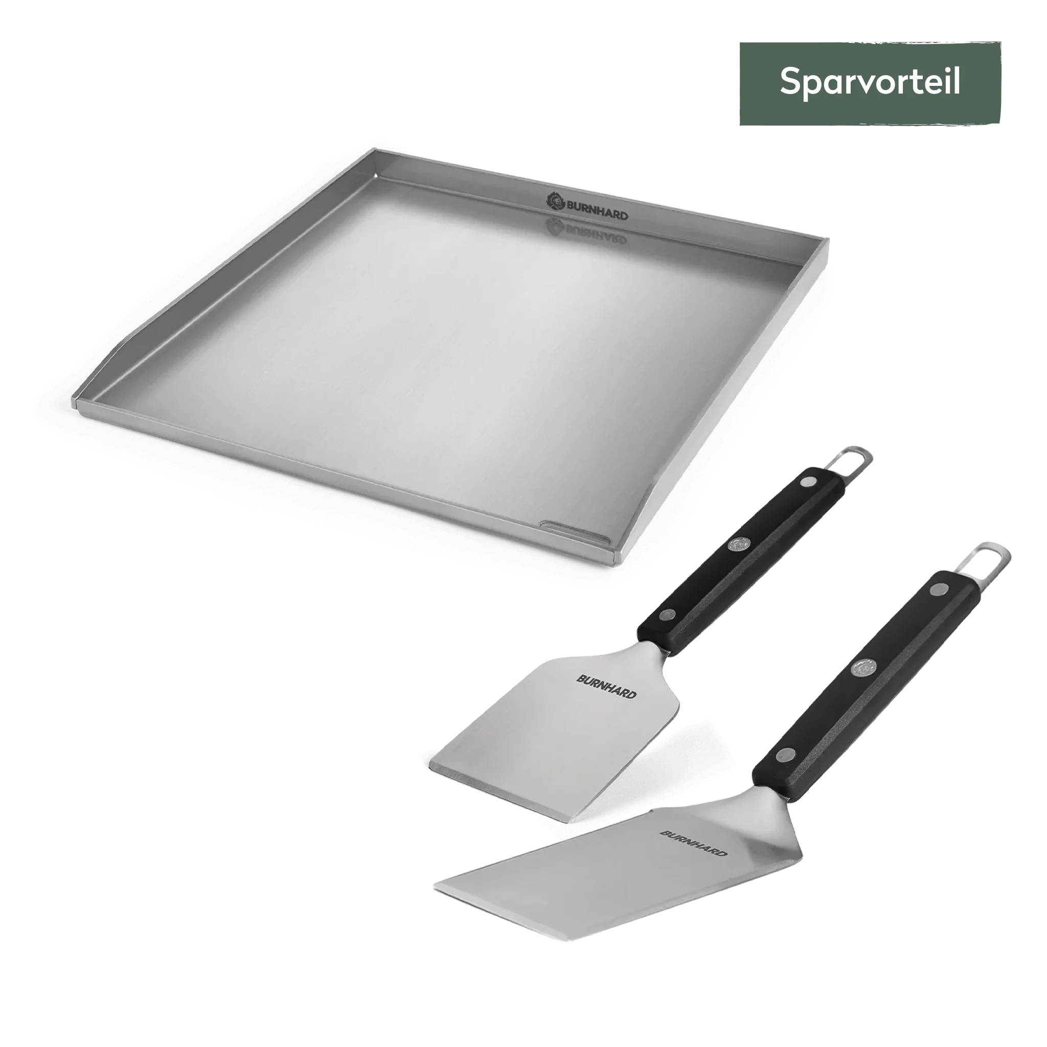 BURNHARD Plancha Set mit 2tlg. Grillspachtel und Grillschaber - FRED 41,5 x 40,0 cm von BURNHARD