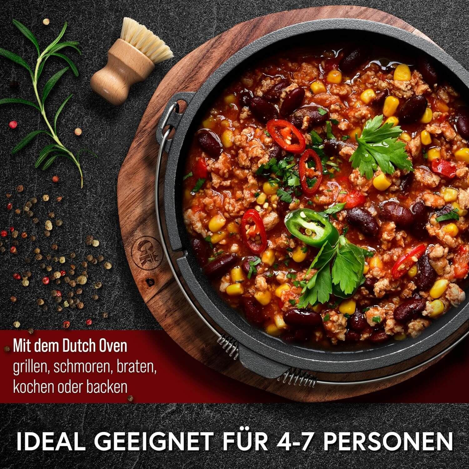 GUSSKÖNIG 9 Liter Dutch Oven Set ohne Füße mit 2in1 Deckelheber von GUSSKÖNIG