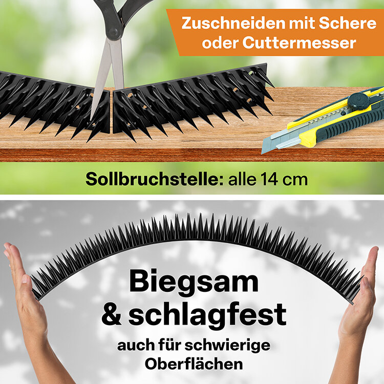 TTL Garden 5m Vogelabwehr Spikes Kunststoff schwarz - Taubenabwehr Vogelschreck - 6 Elemente a 42cm von TTL Garden