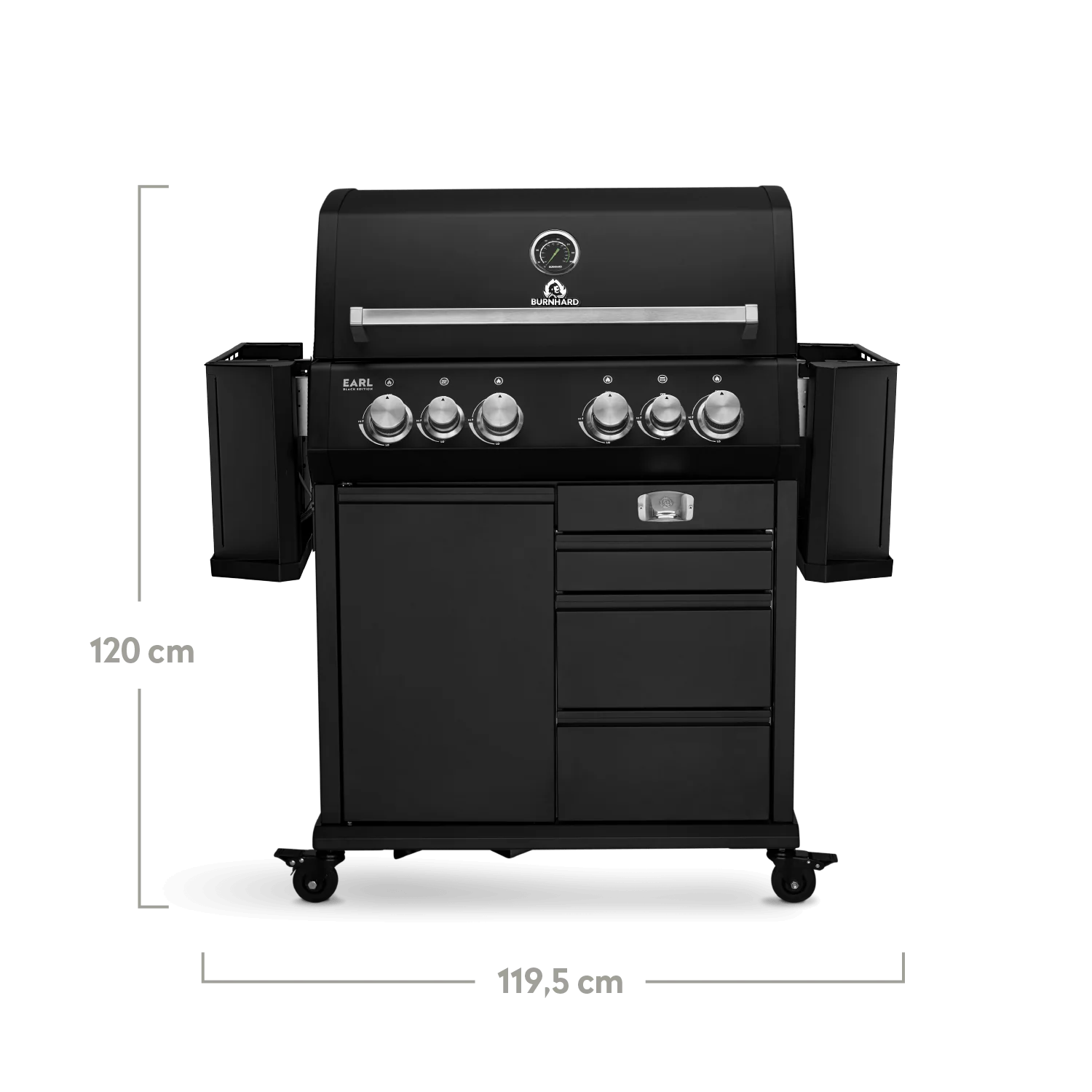 BURNHARD Big EARL Premium-Gasgrill 4-Brenner in der Farbe Schwarz mit Gusseisenrost von BURNHARD