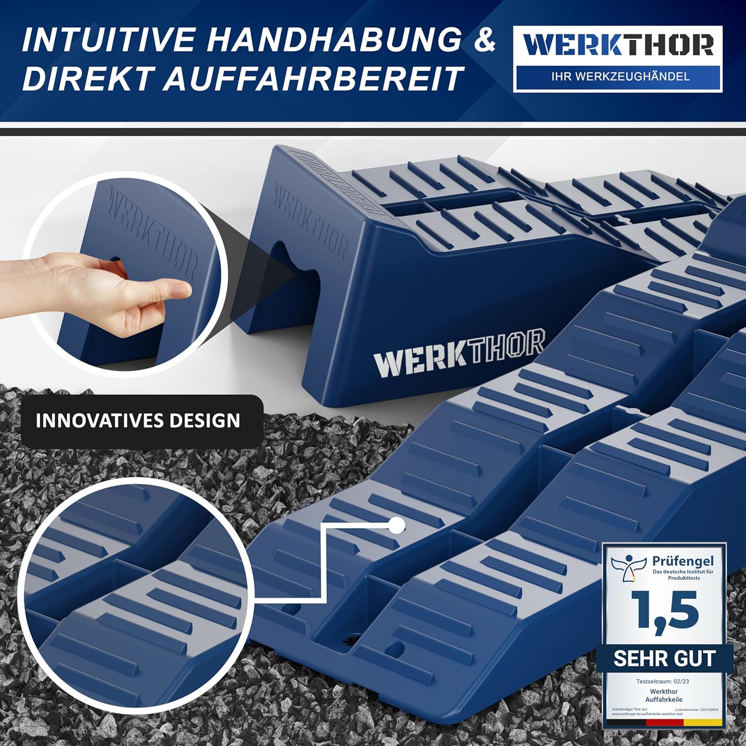 WERKTHOR Auffahrkeile 2er Set Blau mit Tasche | Wohnmobil & Wohnwagen & VAN von WERKTHOR