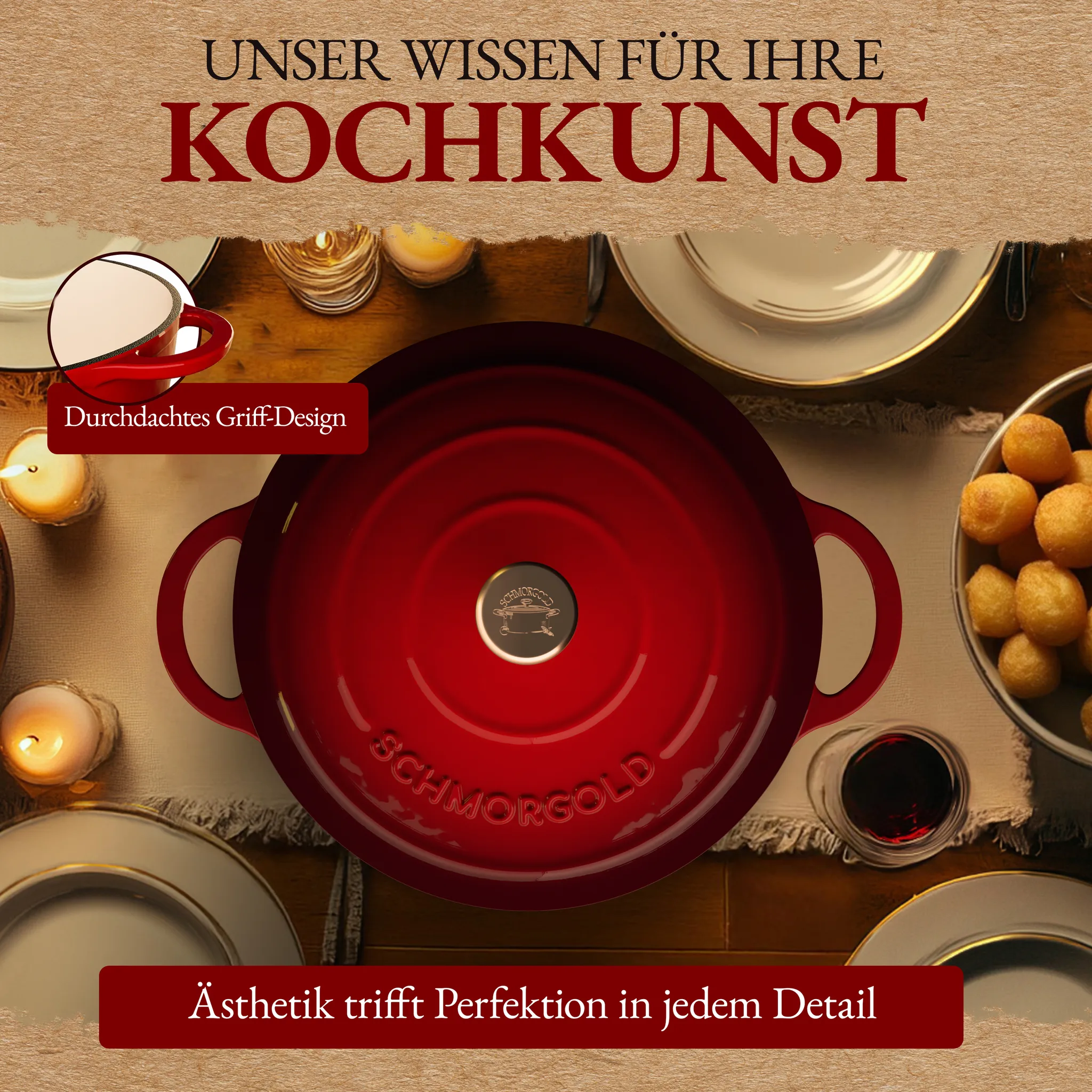 SCHMORGOLD Emaillierter Gusseisen Schmortopf mit Deckel - 26 cm - 4,7 Liter von SCHMORGOLD