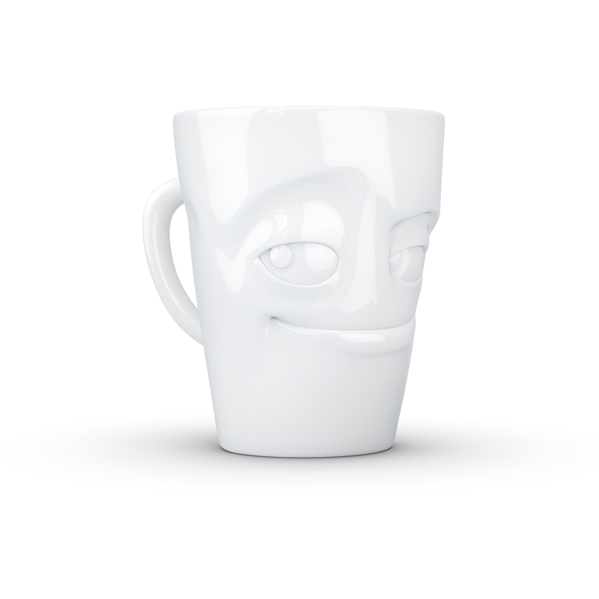 58products | Henkelbecher Verschmitzt weiß 350 ml ideal für Milchkaffee + Kaffee + Tee + Kakao | Made in Germany von 58products