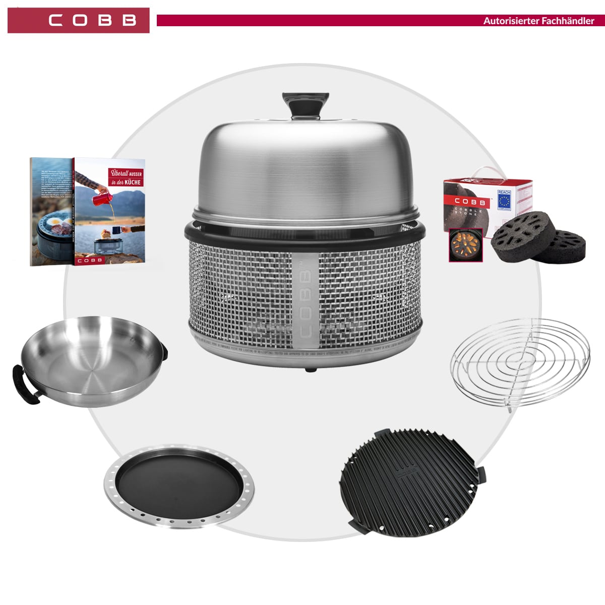 Cobb Premier AIR DELUXE Grill ~ 7-teilig inkl. Cobble Stone