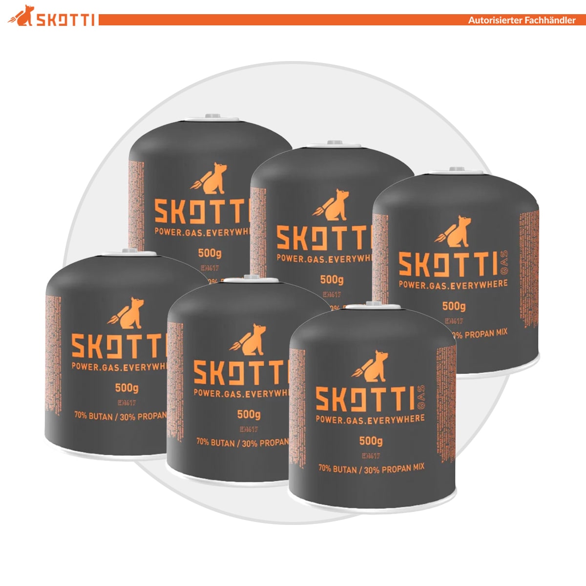 6x SKOTTI Ventilgaskartusche | 500 g 6x SKOTTI Ventilgaskartusche | 500 g