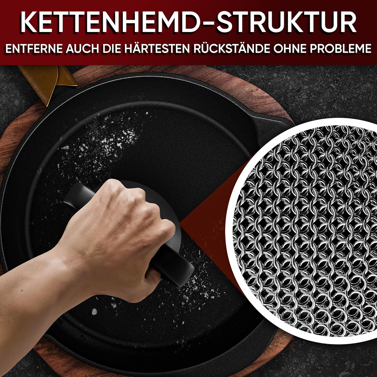 GUSSKÖNIG Ringreiniger mit Silikongriff für die schonende Reinigung von Gusseisenprodukten von GUSSKÖNIG