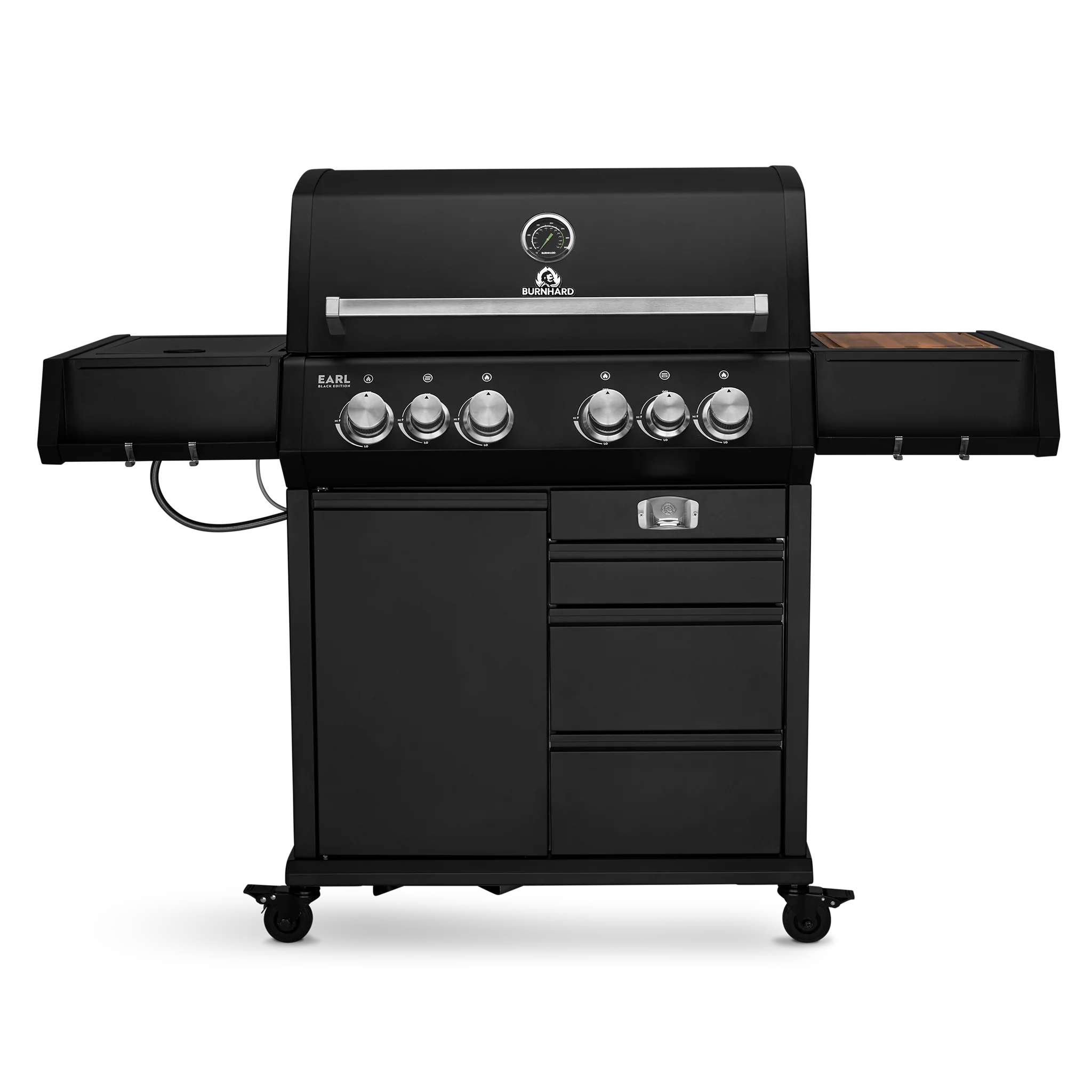 BURNHARD Big EARL Premium-Gasgrill 4-Brenner in der Farbe Schwarz mit Edelstahlrost