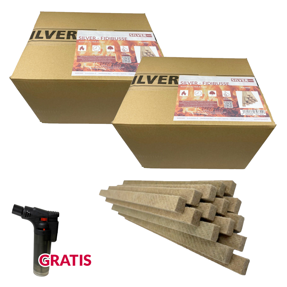 800 SILVER FIDIBUSSE® Anzünder | Kaminanzünder | Ofenanzünder | Grillanzünder