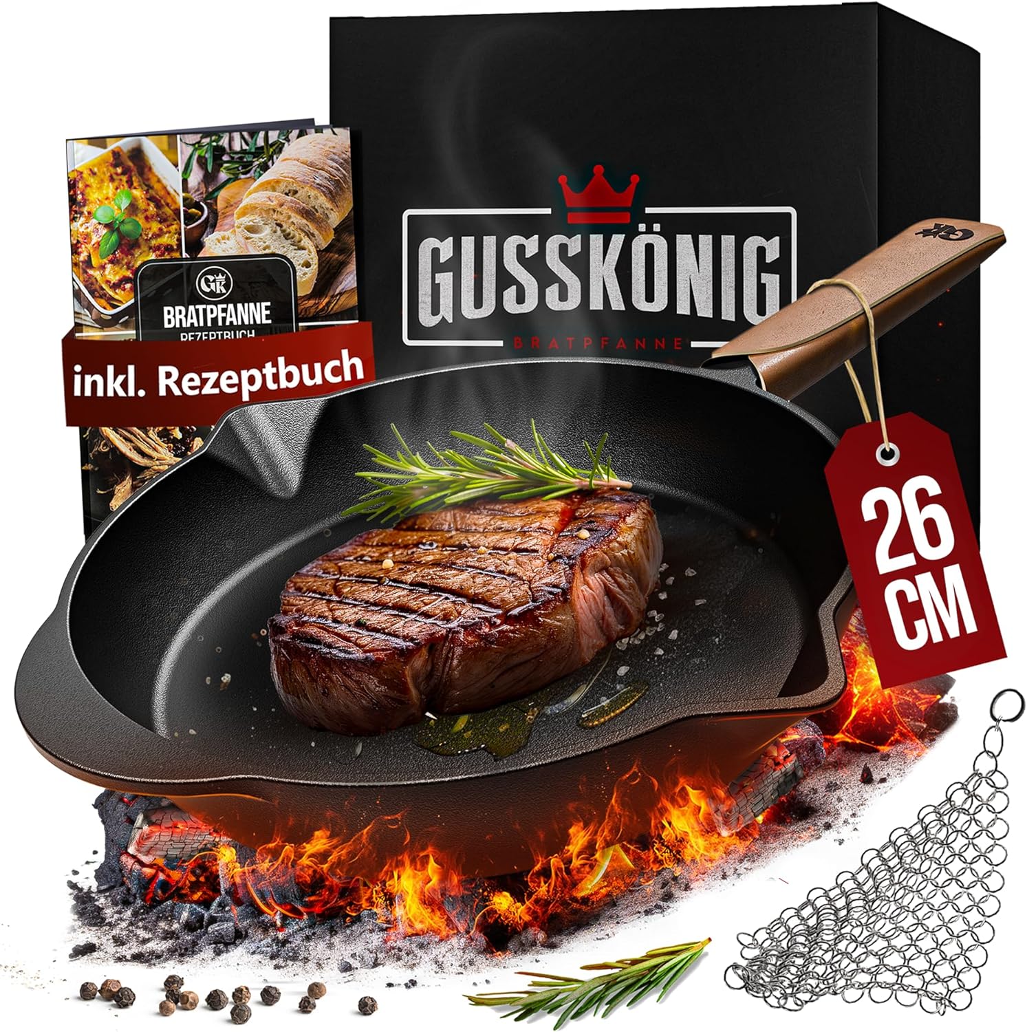 GUSSKÖNIG Ø 26cm Gusseisenpfanne Pfanne Gusseisen - Bratpfanne Induktion von GUSSKÖNIG