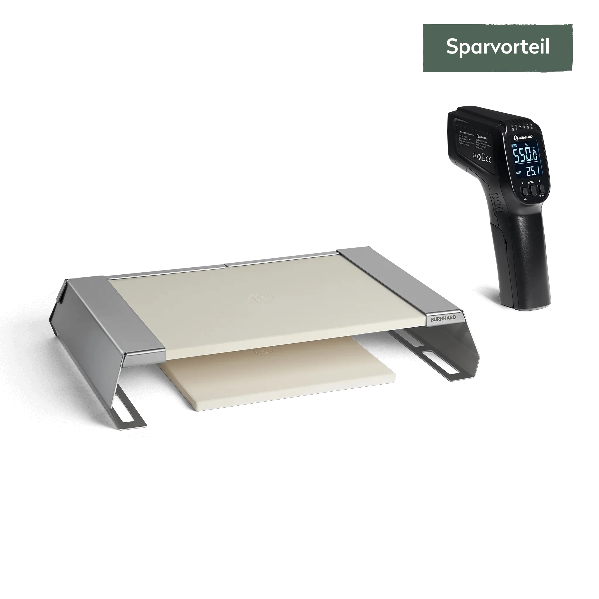 BURNHARD Pizzaaufsatz Starter-Set 2-tlg. mit Infrarot-Thermometer von BURNHARD