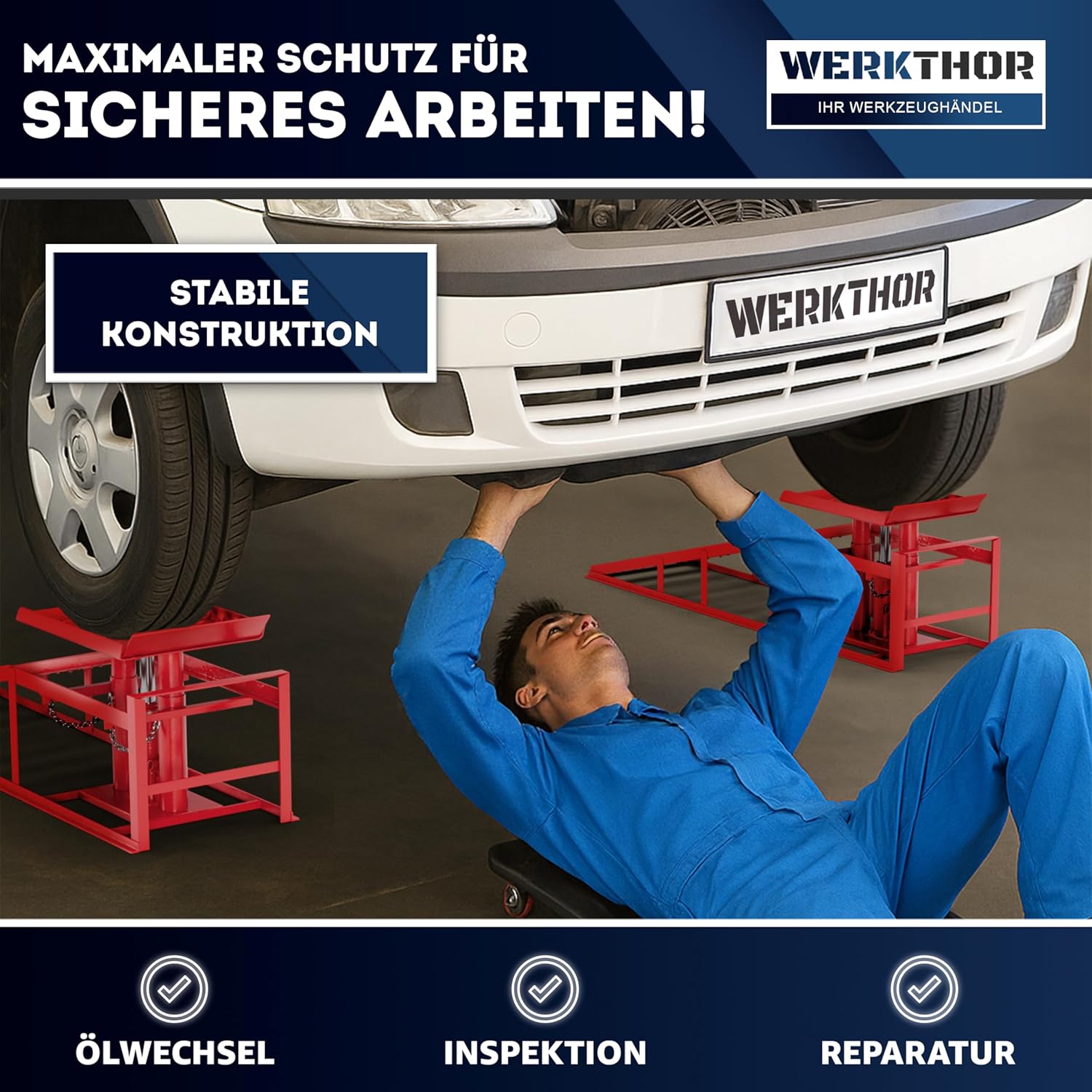 WERKTHOR Hydraulische Auffahrrampe PKW - 2er Set in Rot von WERKTHOR
