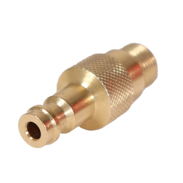 Adapter 7/16"×28 UNEF-AG auf Schnellkupplungsstift DN5 / 40 mm lang - Messing von HUW24 Adapter 7/16"×28 UNEF-AG auf Schnellkupplungsstift DN5 / 40 mm lang - Messing von HUW24
