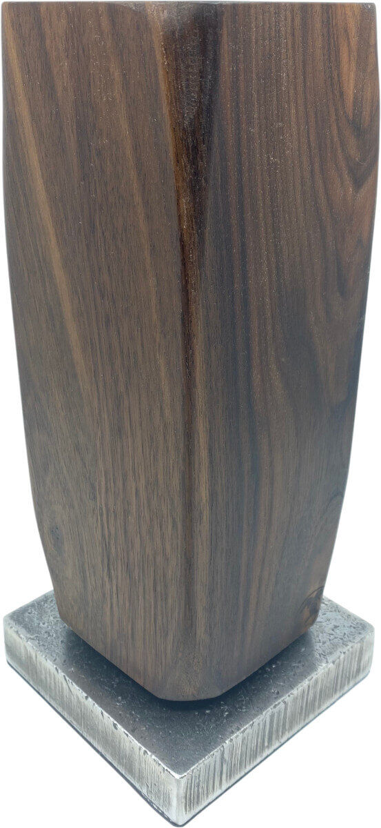 Blockwerk Monolith Strandgut Messerblock in Nussbaumholz | Magnetisch mit Stahl-Sockel | 360 Grad von Blockwerk