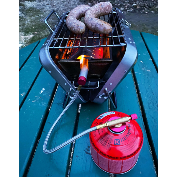 BBQ 42 kleinster Koffergasgrill für unterwegs für Schraubkartusche oder Holzkohle von HUW24 BBQ 42 kleinster Koffergasgrill für unterwegs für Schraubkartusche oder Holzkohle von HUW24