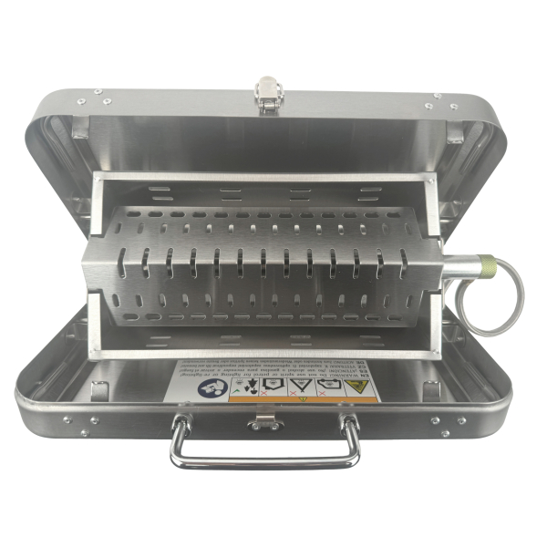 BBQ 42 kleinster Koffergasgrill für unterwegs für Schraubkartusche oder Holzkohle von HUW24 BBQ 42 kleinster Koffergasgrill für unterwegs für Schraubkartusche oder Holzkohle von HUW24