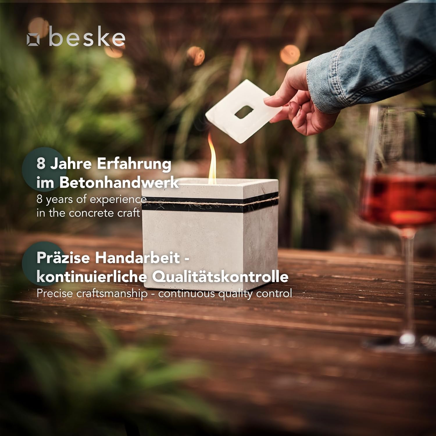 BESKE Betonfeuer Kea Outdoor 13x13x13cm inkl. Löschbrett - HANDARBEIT Made in Germany von Beske-Manufaktur BESKE Betonfeuer Kea Outdoor 13x13x13cm inkl. Löschbrett - HANDARBEIT Made in Germany von Beske-Manufaktur