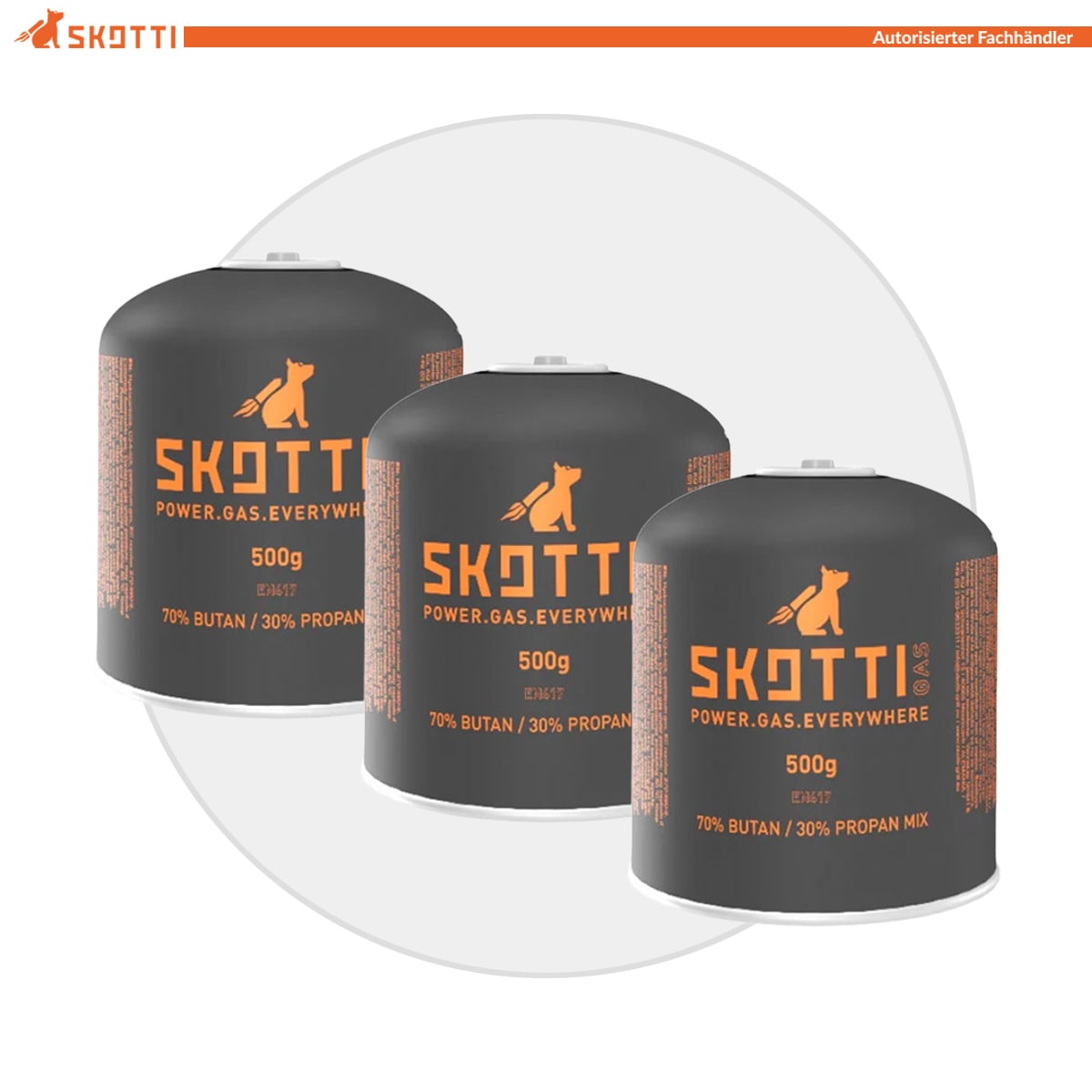 3x SKOTTI Ventilgaskartusche | 500 g 3x SKOTTI Ventilgaskartusche | 500 g