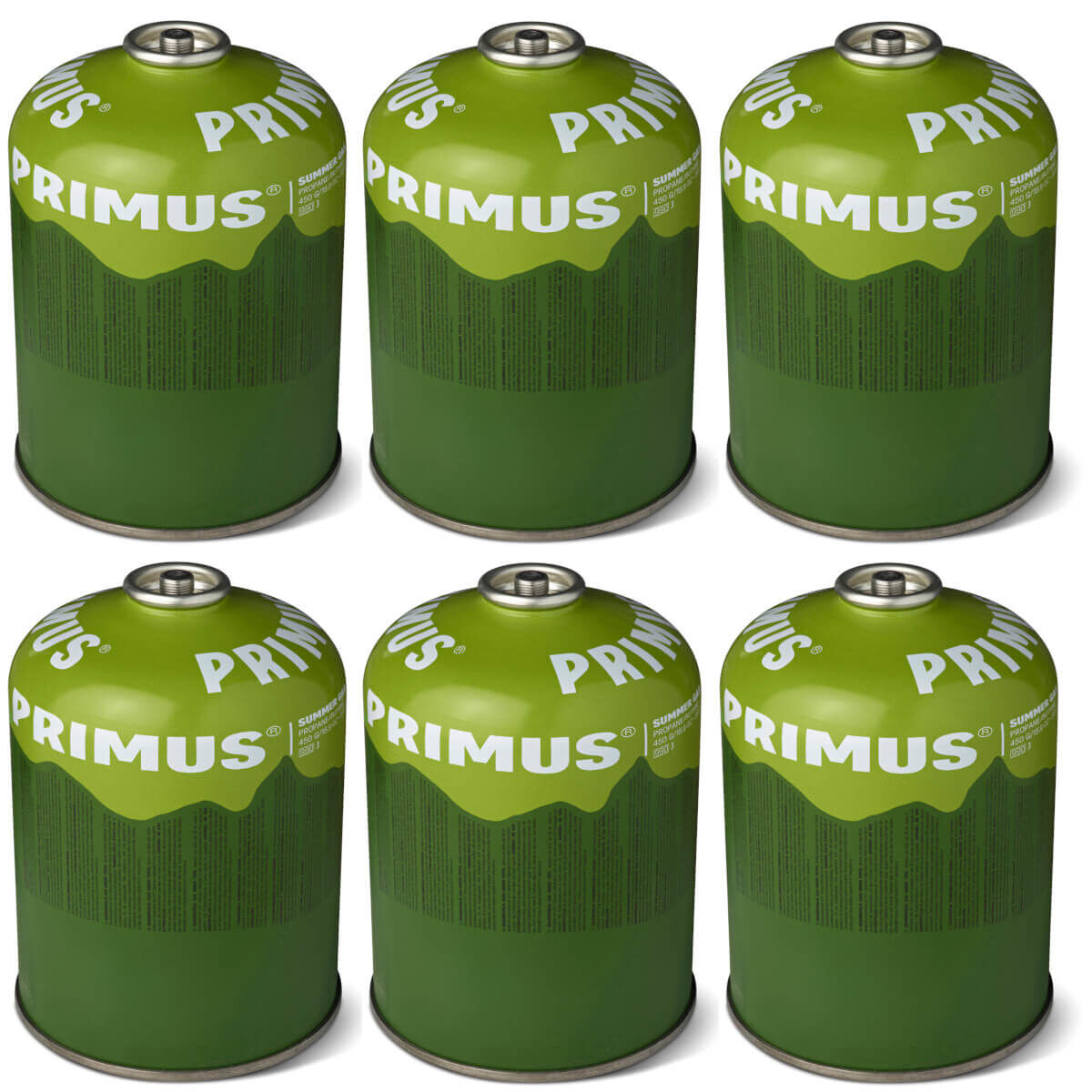 6x PRIMUS Summer Gas Ventilgaskartusche mit selbstschließendem Ventil - 450g (PGS450) von Primus 6x PRIMUS Summer Gas Ventilgaskartusche mit selbstschließendem Ventil - 450g (PGS450) von Primus