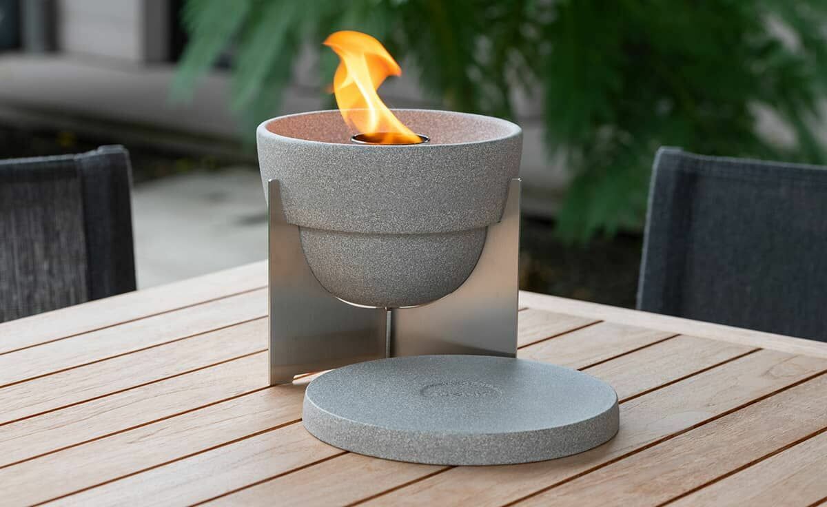 DENK Keramik Anti-Insekt-Set Schmelzfeuer Outdoor L Granicium® mit Fuß aus Edelstahl | Deckel | SLG von DENK Keramik