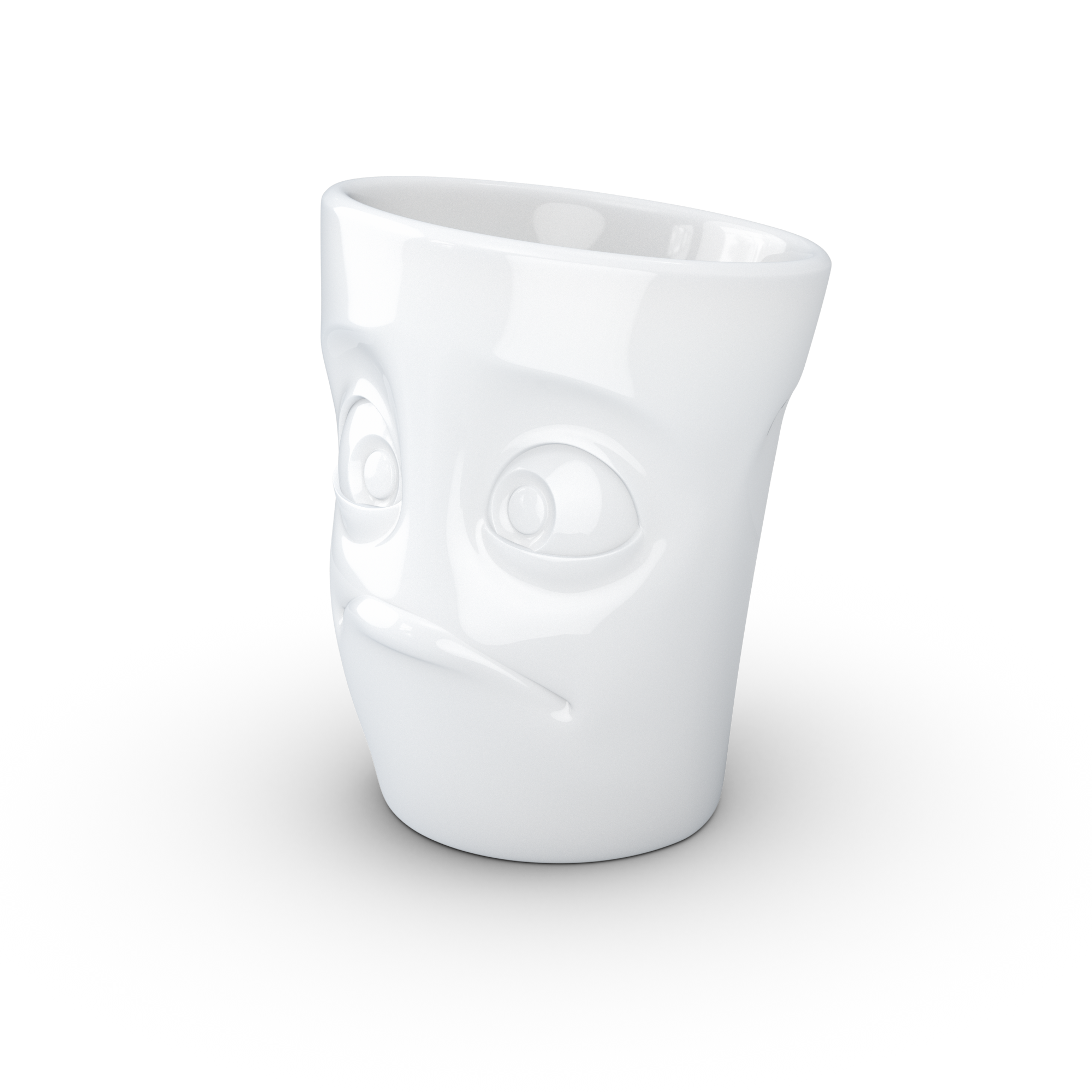 58products | Henkelbecher Verdutzt weiß 350 ml ideal für Milchkaffee + Kaffee + Tee + Kakao | Made in Germany von 58products
