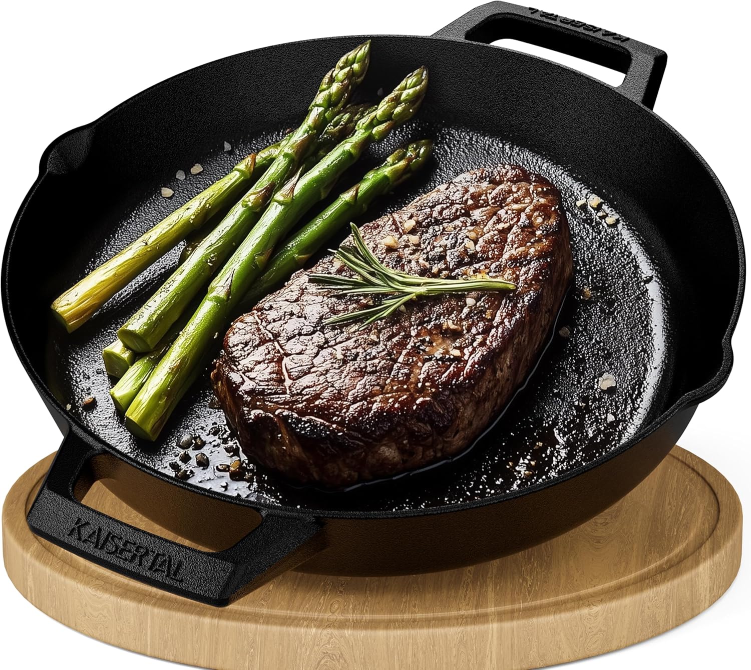 KAISERTAL Gusseisen Bratpfanne 30 cm Eingebrannt - Doppelgriff von KAISERTAL