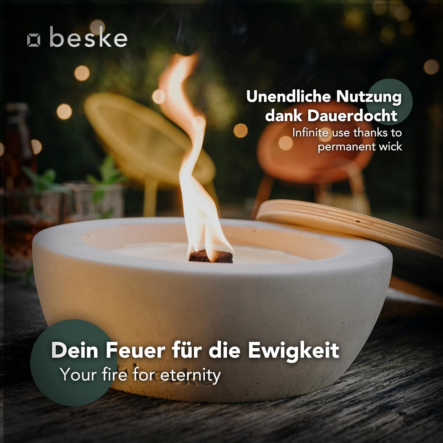 BESKE Betonfeuer Savo Ø 25cm - schmaler Rand inkl. Löschbrett - HANDARBEIT Made in Germany von Beske-Manufaktur