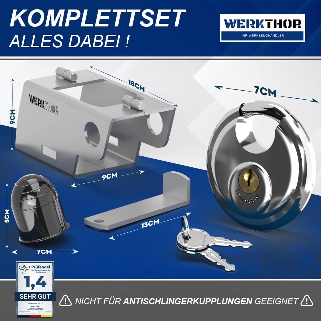 WERKTHOR Anhängerschloss | Kastenschloss | Diebstahlschutz | Silber mit Schlüssel Schloß von WERKTHOR WERKTHOR Anhängerschloss | Kastenschloss | Diebstahlschutz | Silber mit Schlüssel Schloß von WERKTHOR