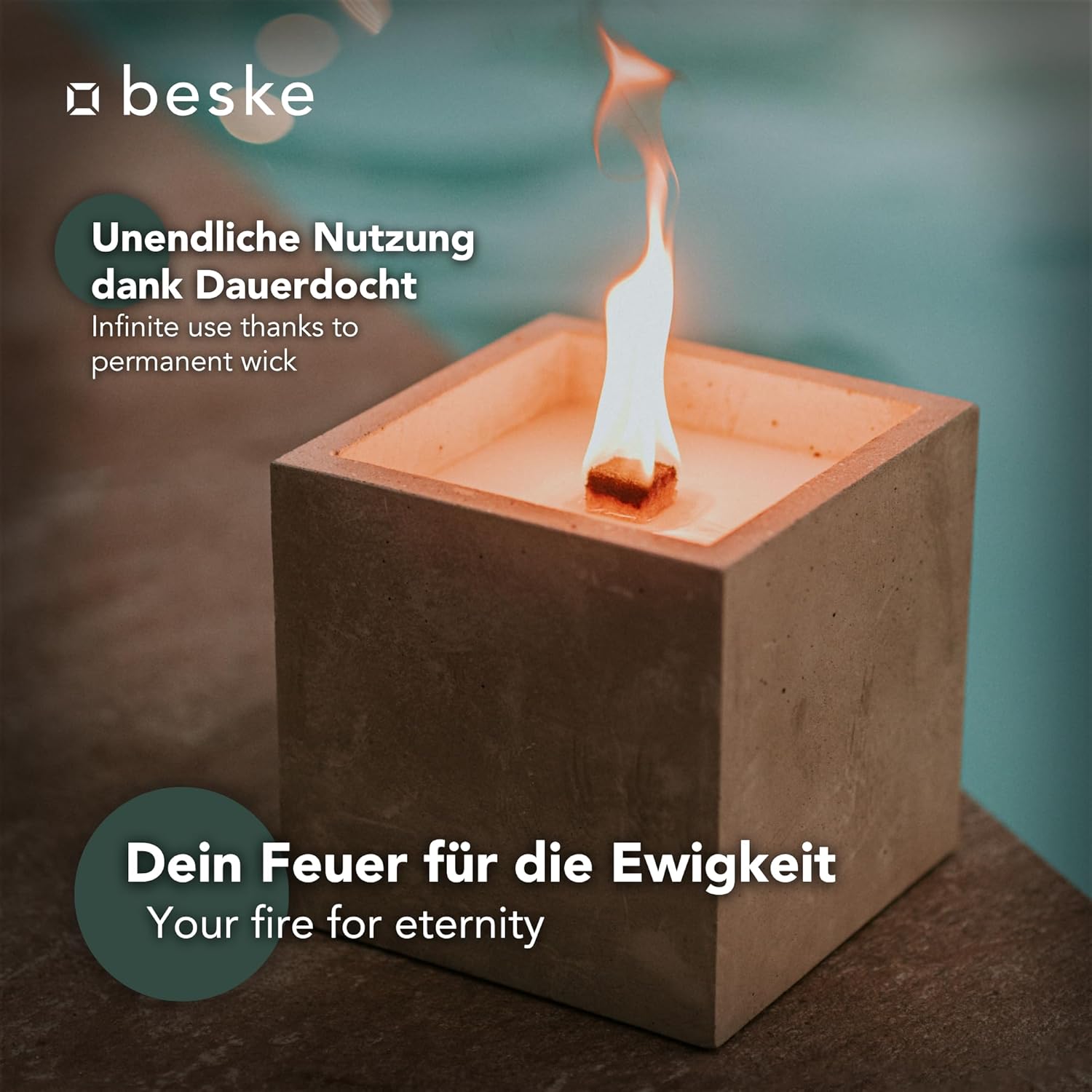 BESKE Betonfeuer Kea Outdoor 13x13x13cm inkl. Löschbrett - HANDARBEIT Made in Germany von Beske-Manufaktur BESKE Betonfeuer Kea Outdoor 13x13x13cm inkl. Löschbrett - HANDARBEIT Made in Germany von Beske-Manufaktur