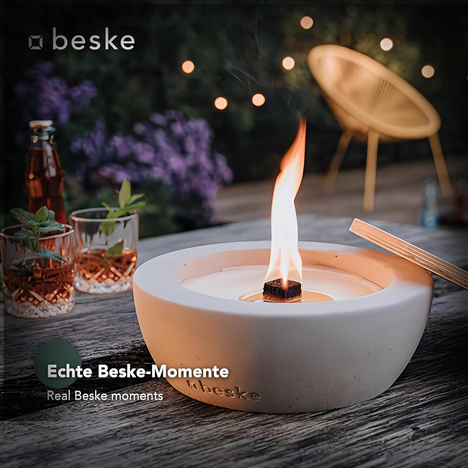 BESKE Betonfeuer Savo Ø 25cm - schmaler Rand inkl. Löschbrett - HANDARBEIT Made in Germany von Beske-Manufaktur