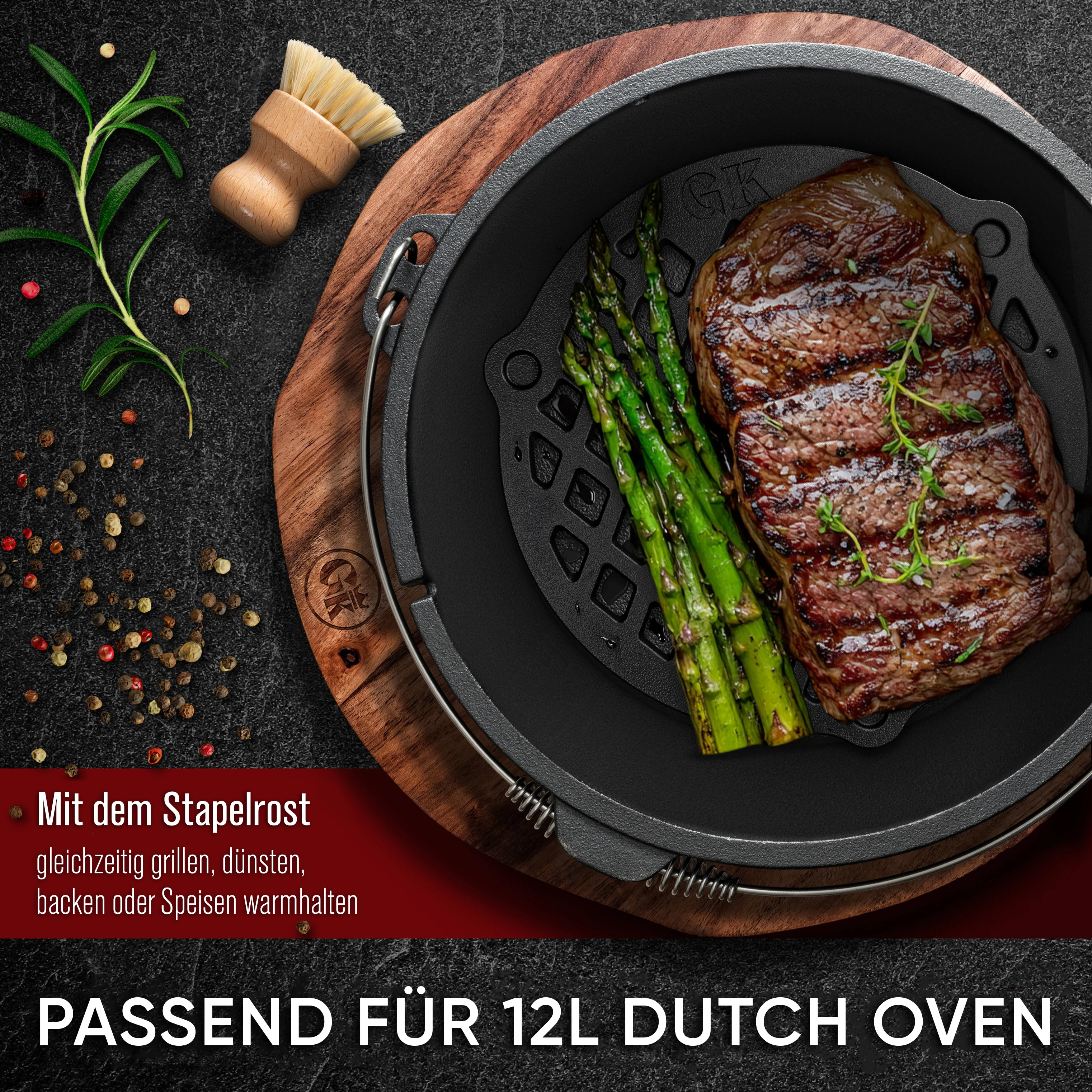GUSSKÖNIG Gusseisen Stapelrost für Dutch Oven 12 Liter Ø 28cm von GUSSKÖNIG