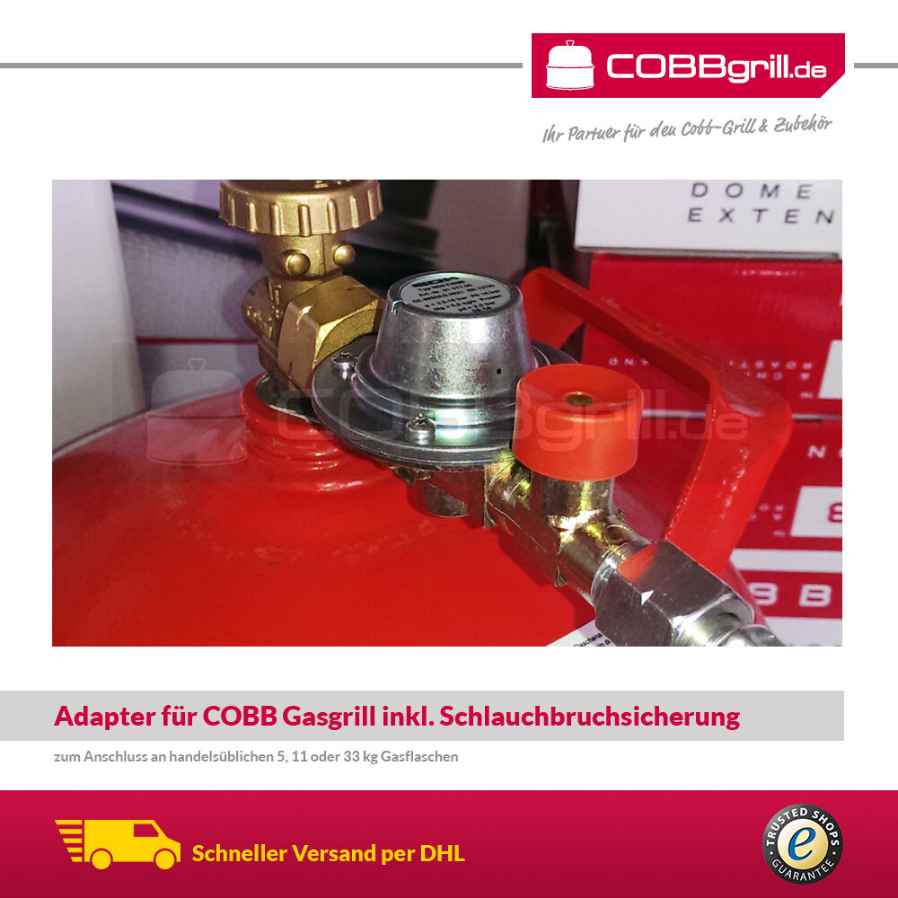 2m Adapter Set für COBB Premier Gasgrill zum Anschluss auf 5kg - 11kg - 33kg Gasflasche (CG2000)