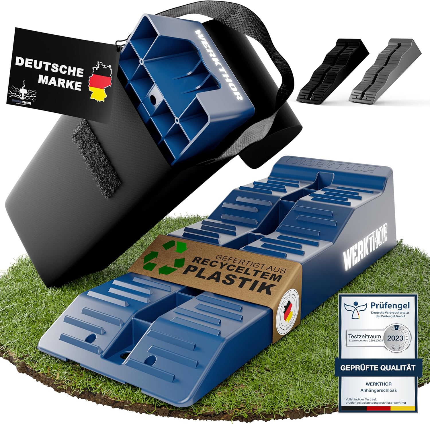 WERKTHOR Auffahrkeile 2er Set Blau mit Tasche | Wohnmobil & Wohnwagen & VAN von WERKTHOR