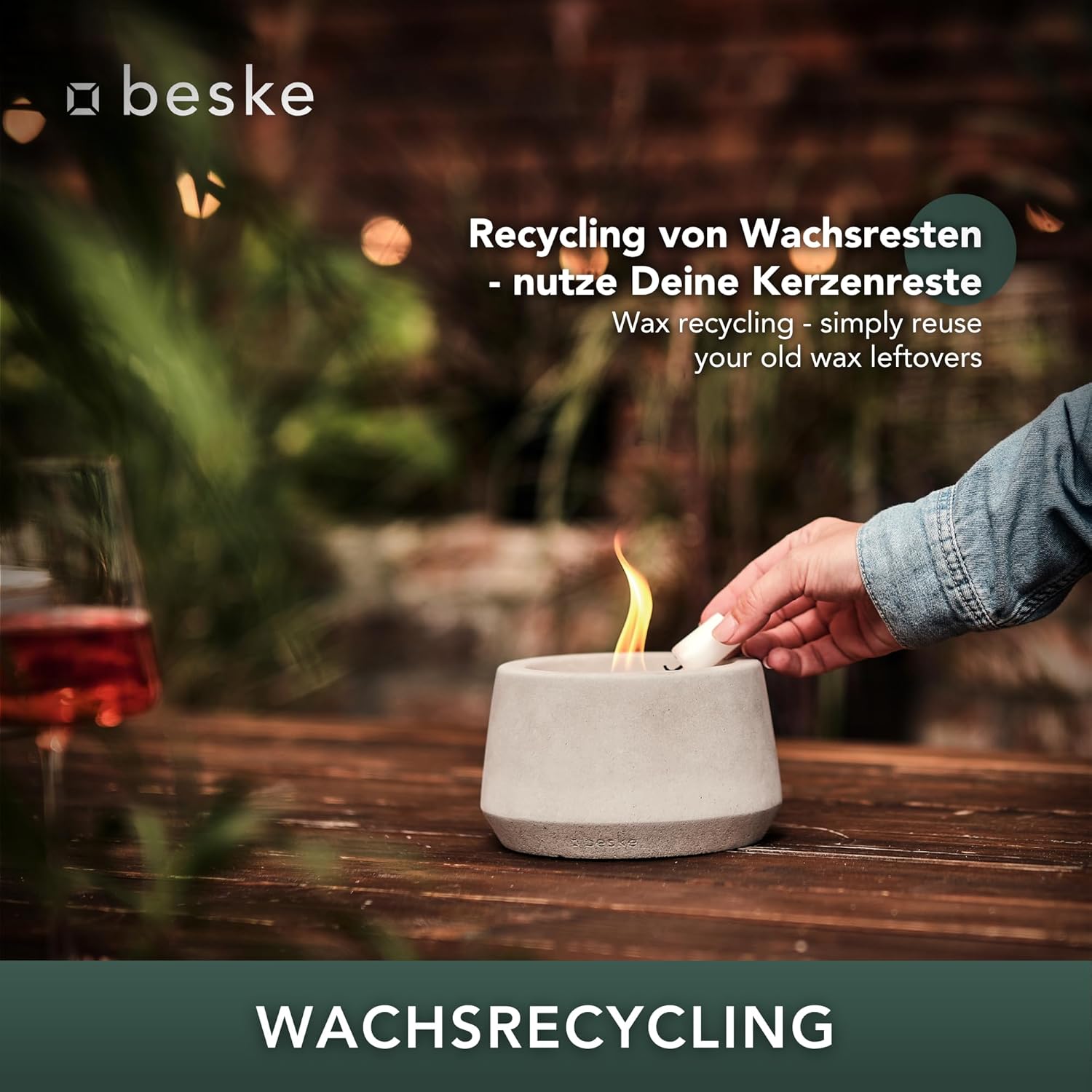 BESKE Betonfeuer Steller Ø 14cm - bauchig inkl. Löschbrett - HANDARBEIT Made in Germany von Beske-Manufaktur